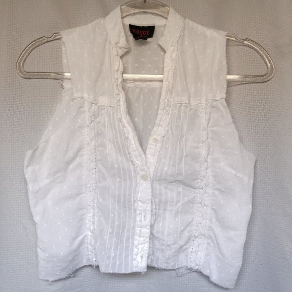 Y2K Boho White Cropped Blouse/Vest Size S Upcycled - Picture 2 of 6
